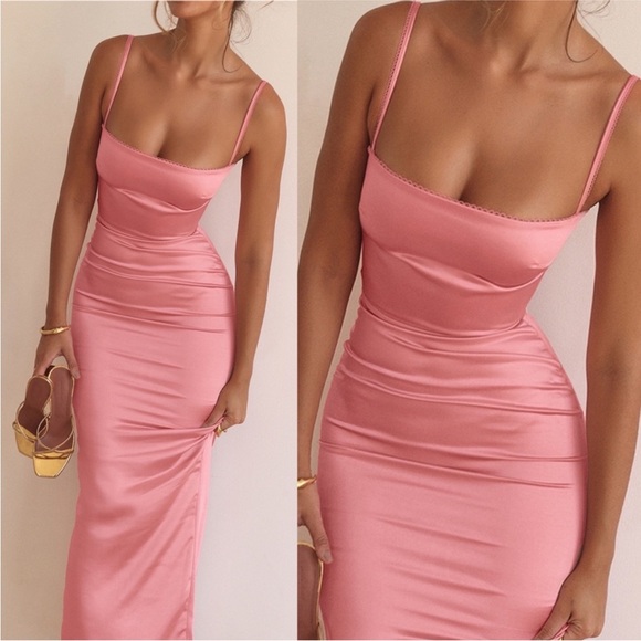 HOUSE OF‎ CB 'Costanza' Bright Peach Maxi Dress NWOT Size XL - Picture 1 of 9